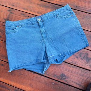 Elle Plus Size Blue Frayed Distressed Denim Jean Shorts